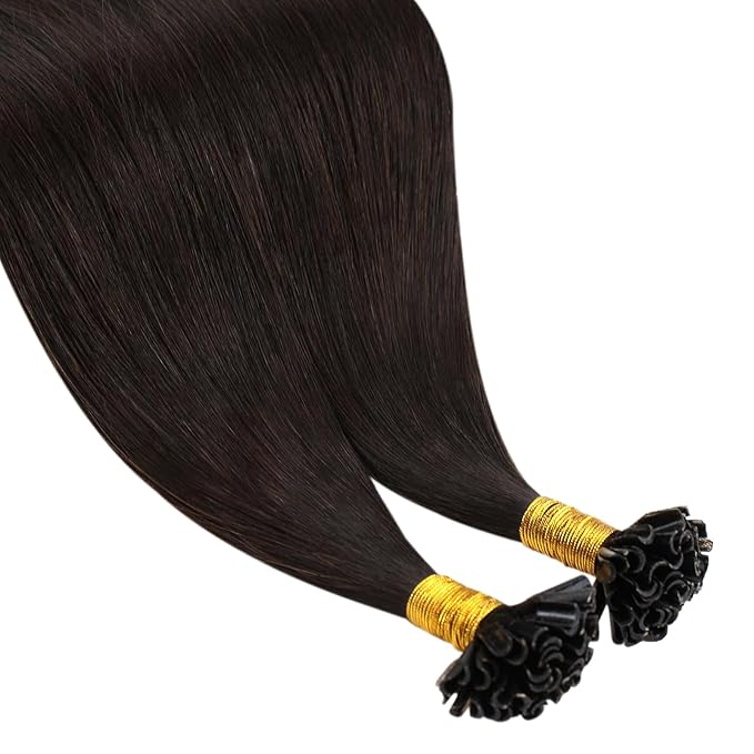 YoungSee Utip Hair Extensions Human Hair Dark Brown 24 Inch U Tip Human Hair Extensions Dark Brown 50s/50g Hot Fusion