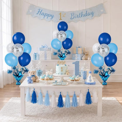 4 Set Blue White Balloon Centerpieces - Image 6