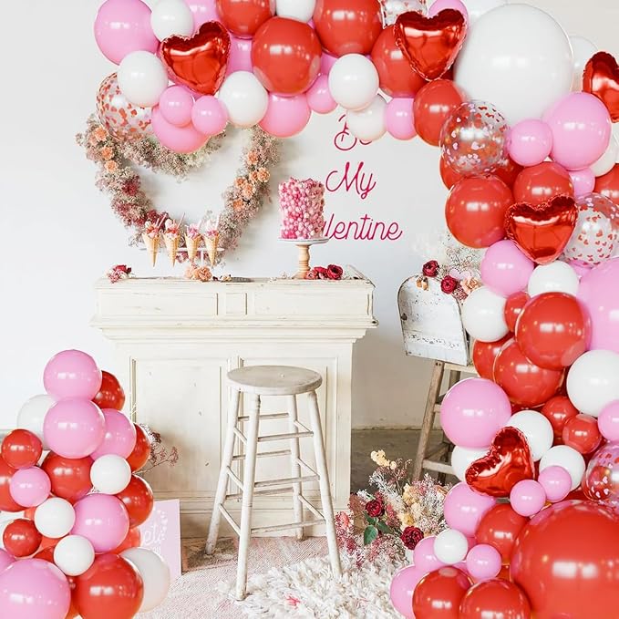 Red and Pink Valentine's Day Balloons Arch Kit Garland - Image 7