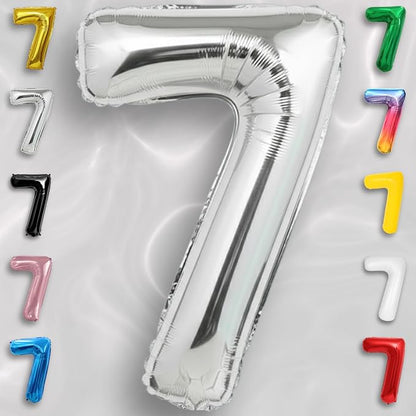 Silver Number Balloon 7 Mylar Foil Balloons 32 inch - Image 2