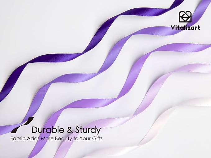 Vitalizart Purple Ribbons for Crafts 3/8" x 50Yds Double-Faced Satin Ribbon | - Image 3
