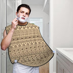 Beard Hair Catcher Bib, Waterproof Non-Stick Grooming Apron for Shaving Trimming, Perfect for Men Dad, Black Mud Beige and Brown Traditional Ethnic African Mudcloth White Abstract Boho Shave Bib