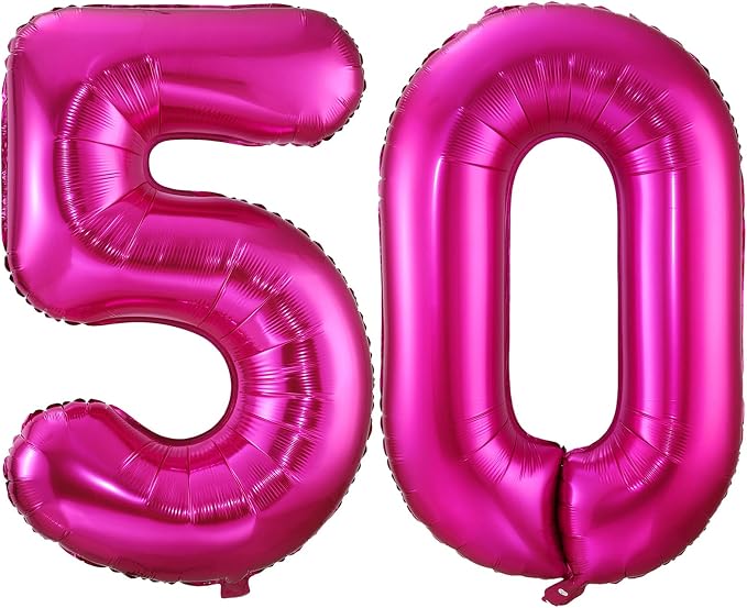 Hot Pink 50 Balloon Numbers, 40 Inch 50 Birthday Balloon Foil Mylar Number 50 by BBPOOL