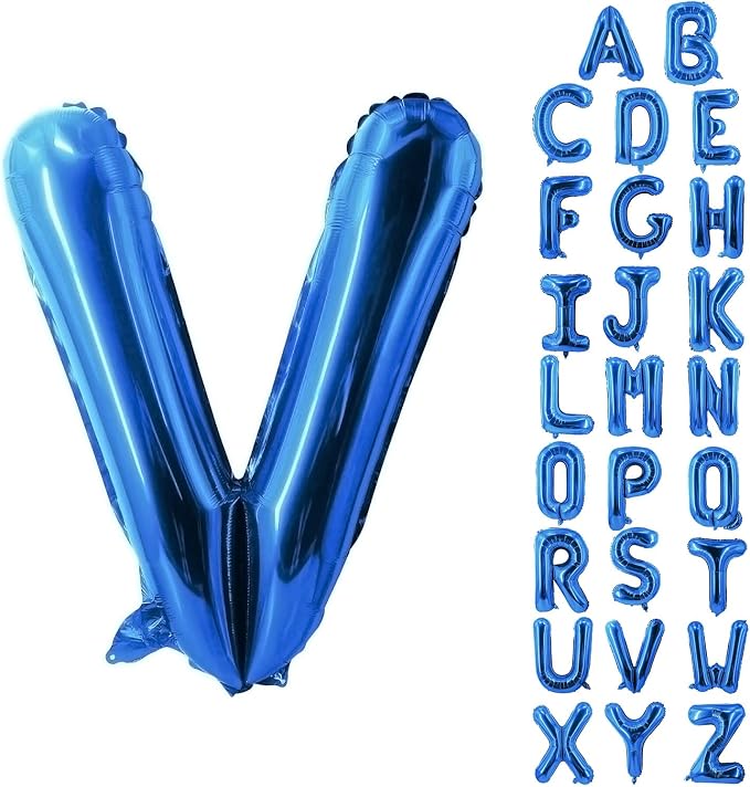 Letter Balloons 40 Inch Blue Giant Alphabet Balloons Letter V | Foil Mylar Big by YUNSHANGMO