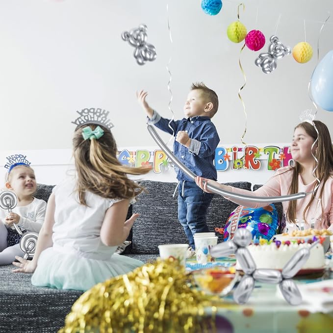 Metallic Silver Long Balloons Premium 260 Twisting Magic Balloons - Image 6