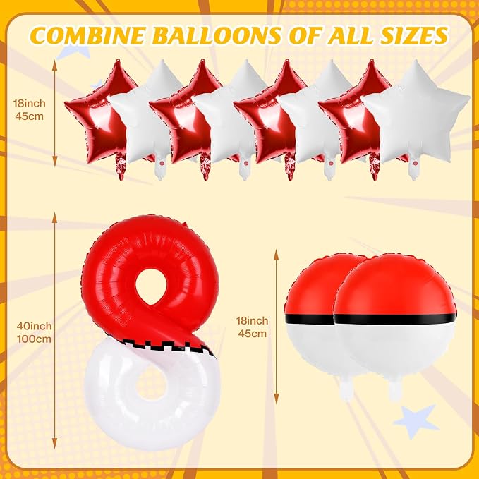 40 Inch Red & White Cartoon Themed Theme Number Balloon, Number Block Foil - Image 2