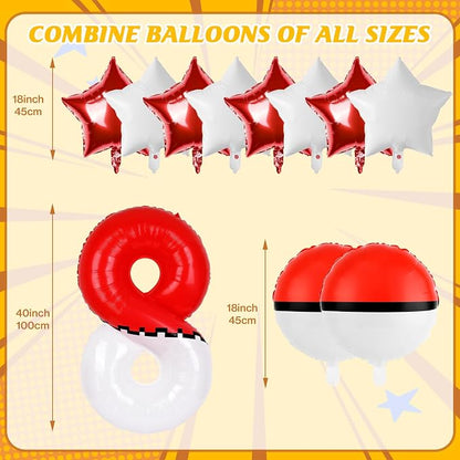 40 Inch Red & White Cartoon Themed Theme Number Balloon, Number Block Foil - Image 2