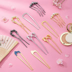 10 PCS French Hair Pins for Women, Lightweight French Twist Hair Pins U-Shaped Pearl French Pins, Bun and Updo Hair Styling Pins Metal Hair Fork Hair Accessories