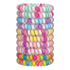 JessLab Spiral Hair Ties 10-Pack, No Damage Cute & Soft Elastic Coil Hair Ties for Women & Kids, Gentle Ponytail Holders for Thick or Thin Hair, Assorted Colors