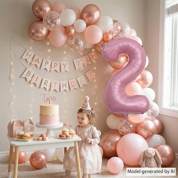 Pearlescent Pink Number 2 Balloon 40 Inch, Pearl Foil - Image 3