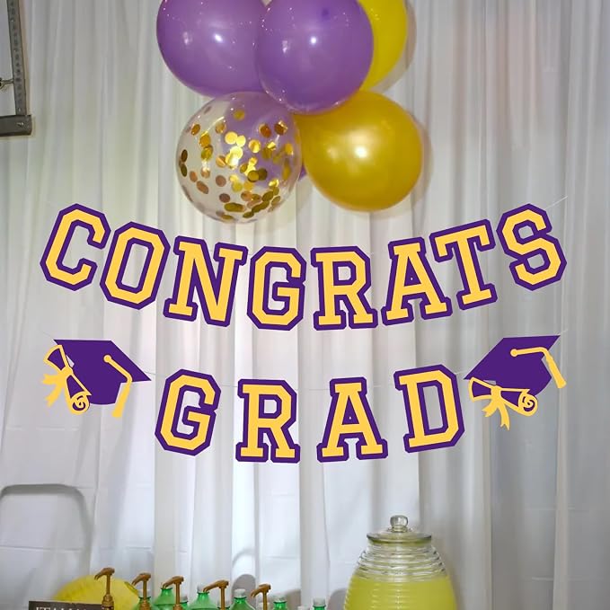 Congrats Grad Banner Graduation Party Banner Decoration Hanging Garland High - Image 5
