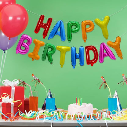 Rainbow Happy Birthday Balloon Banner, 16 Inch Foil Mylar Happy Birthday - Image 4