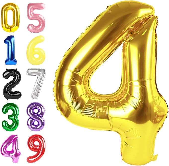 Number 3 Balloons 40 Inch Gold Balloon Birthday Decorations by Argthjy