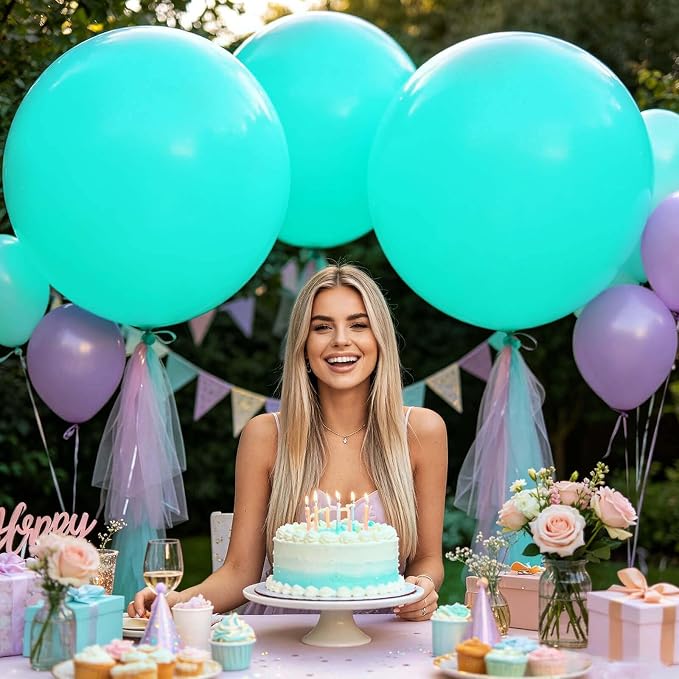 18 Inch Teal Balloons 12 Pack Big Balloons Thick Latex Turquoise Dark Teal - Image 4