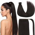 Ve Sunny Hair Extensions Ponytail Real Human Hair Wrap Around Clip in Ponytail Hair Extensions Straight Extensions Human Hair for Women Brunette Dark Brown 22inch 80G