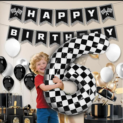 40 Inch Checkered Number Balloon - Image 3