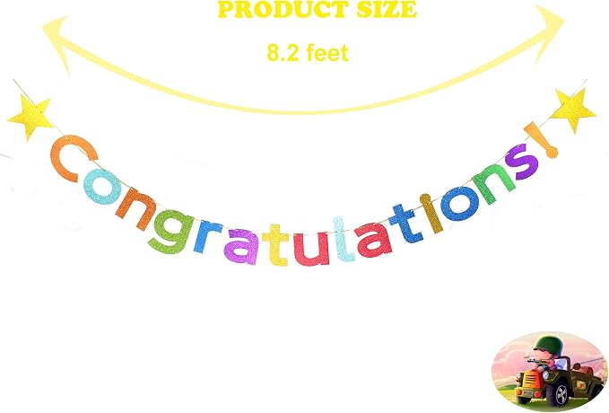 Colorful Glitter Congratulations Banner - Image 3