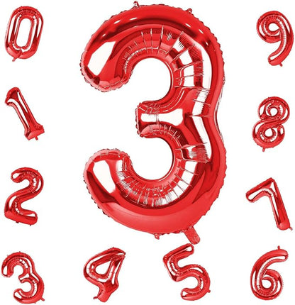 Red Number Balloons, 40 inch Large Number 3 Foil Mylar Helium Balloons - Image 9