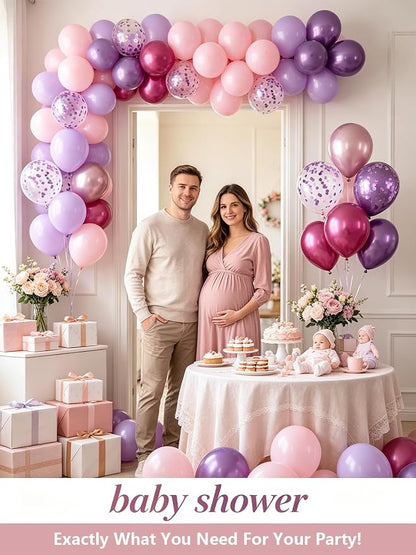 Pink and Purple Balloons 12 Inch 60 Pcs Metallic Purple Pink Hot Pink Latex - Image 8