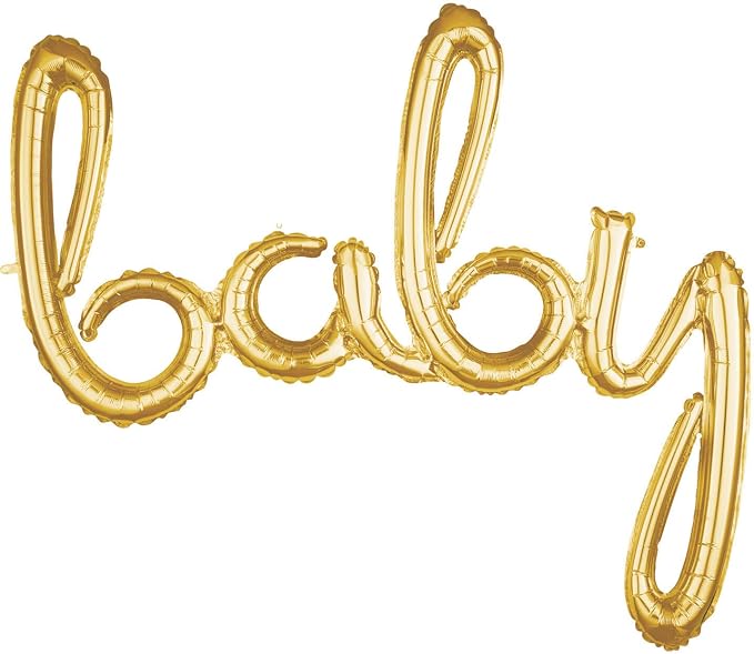Amscan Baby 3D Script Foil Balloon- 39'' | Gold | 1 Pc. by AmscanPartySupplies