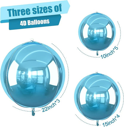 12Pcs Light Blue Round Foil Balloons, Metallic Pearl Blue Foil Balloon - Image 2