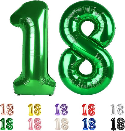 Number 18 Balloon 40Inch for 18 Year Old Birthday Decorations, Dark Green | by Mluchee