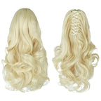 Ponytail Extension, Clip on Ponytails for Women, 12" Claw Clip in Short Curly Wavy Pony Hair Extension for Women - Bleach Blonde