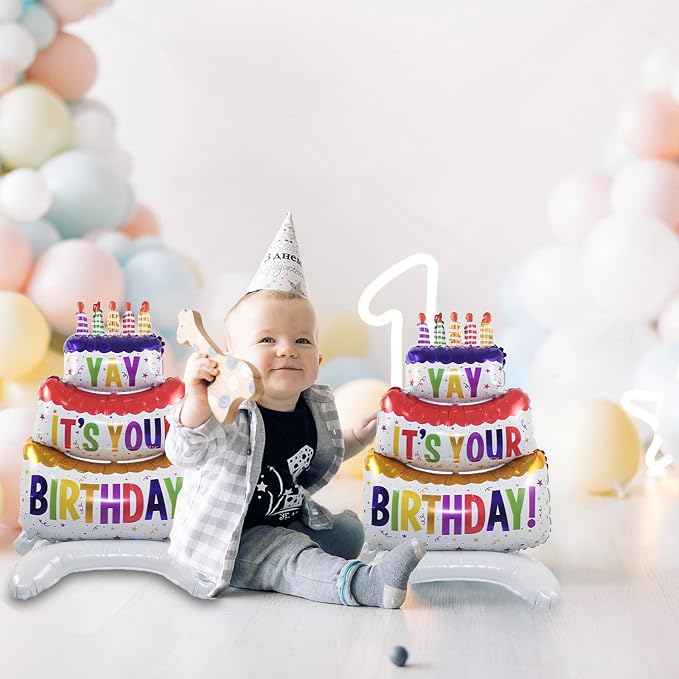 35" Standing Yay Happy Birthday Mylar Balloons 2pk | standing birthday balloon - Image 3