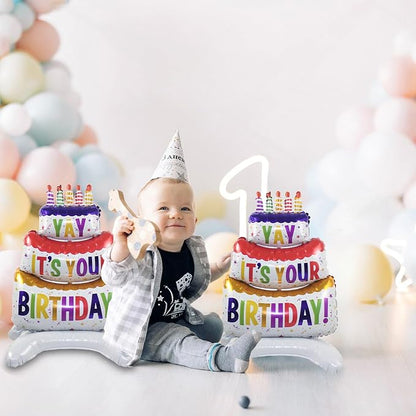 35" Standing Yay Happy Birthday Mylar Balloons 2pk | standing birthday balloon - Image 3