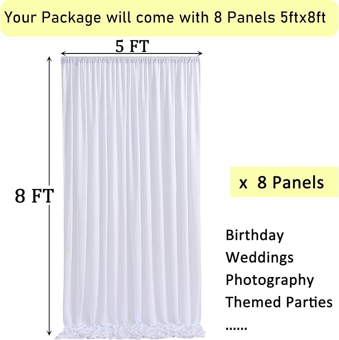 40ftx8ft Wrinkle Free White Backdrop Curtains - Image 6