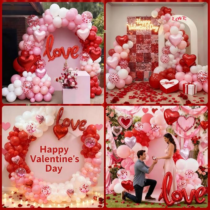 Valentines Day Balloon Arch Kit 114Pcs Red Pink White Balloon Garland Kit - Image 6