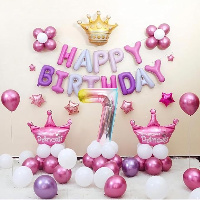 40 Inch Giant Rainbow Number 7 Balloons, Birthday Balloons, Helium Mylar Foil - Image 6