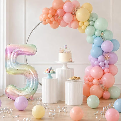 Big Number 5 Balloons, Rainbow Foil 5 Balloon Numbers 40 Inch, Giant 5th - Image 7