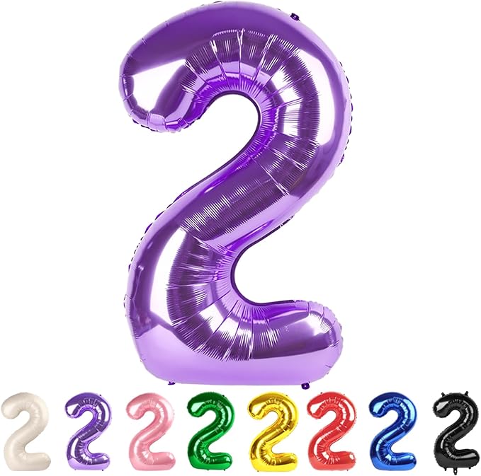 2 Balloon 40Inch Number Two Balloons Purple Party Decorations by Mluchee