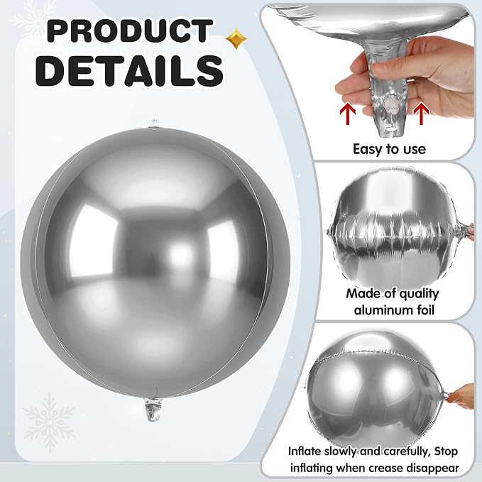 Jenaai 30 Set Round Foil Balloons Bulk 22 Inch 4d Metallic Giant Balloons Set - Image 5