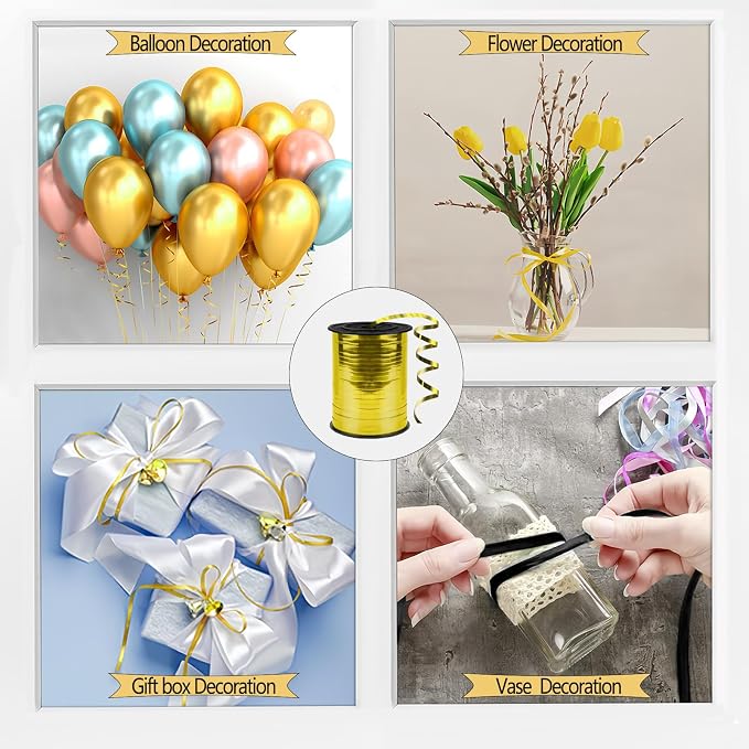 500 Yards Curling Ribbon, 1/5 Inch Shiny Gold Ribbon, Balloon String, Party - Image 4