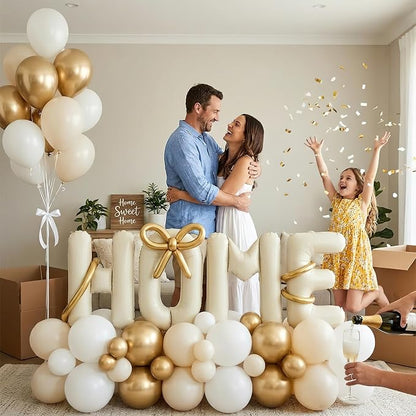 40 Inch Giant HOME Letter Balloons Decor Kit Boho Cream White Champagne Gold - Image 4