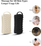 2 PC Silicone Body Scrubber, 2 in 1 Exfoliating Shower Bath Scrubber, Soft Silicone Loofah for Sensitive Skin, Shower Hair Scalp Massager, Easy to Clean, Lather Well (Grey&Black)