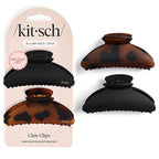 Kitsch Medium Hair Clips for Women, Strong Hold, Recycled Plastic Claw Clips for Thick Hair | Great for Updo, Half Up Hairstyle | Ideal Gifts for Women - 2pcs, Black and Tort