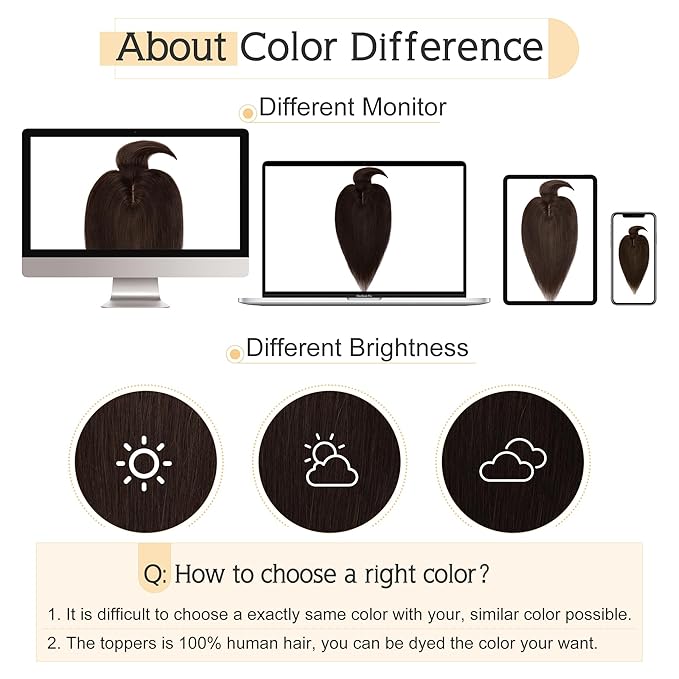 SEGO Hair Toppers for Women Real Human Hair With Bangs, 7 * 13CM Silk Base 100% Remy Human Hair Clip in Top Wiglet Hairpieces Add Volume -18 Inch Dark Brown