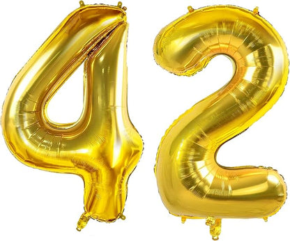 Number 42 Balloons for 42nd Birthday Party Decorations, 0-100 Large No.42 for by Joycard