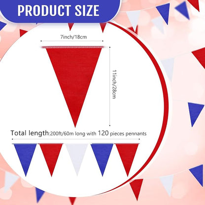 Tatuo 200 Feet Solid Pennant Banners Flags String Triangle Hanging DIY Bunting - Image 2