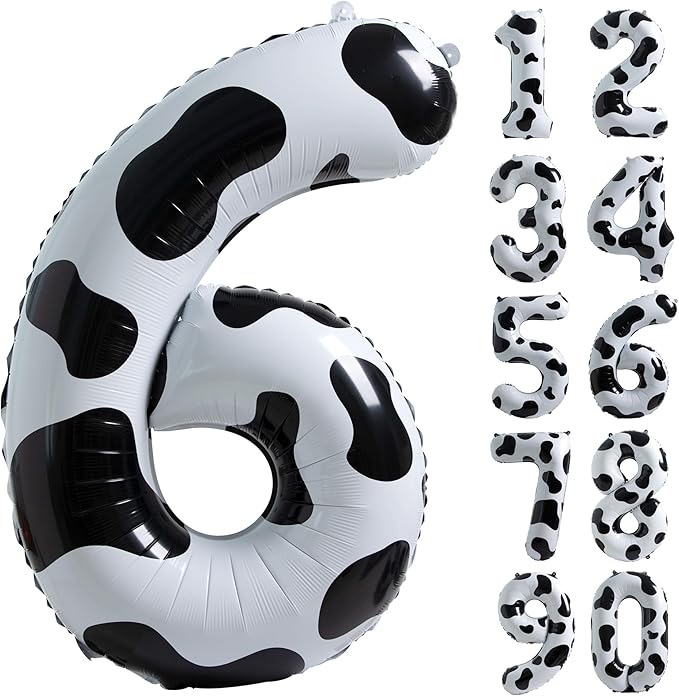 Cow Print Number 6 Balloon, Large 40 Inch Cow Number Birthday Balloons | Helium by Exquisitehighqualitypartydecorationstomeetyoureveryneed%EF%BC%81