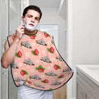 Beard Trimming Hair Catcher, Cartoon Koala Bear Strawberry Flower Leaf Light Pink Shave Bib, Non-Stick Bib Apron Waterproof, Shaving Tool for Men for Husband Father’s Day