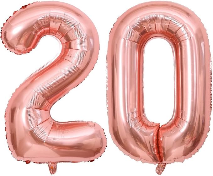 40 Inch Rose Gold 20 Number Balloons Giant 20 Balloons Rose Gold Birthday 20 by LHOAVWE
