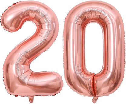 40 Inch Rose Gold 20 Number Balloons Giant 20 Balloons Rose Gold Birthday 20 by LHOAVWE