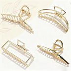 4 Pcs Large Metal Hair Claw Clips for Women, Non-slip Claw Clips with Strong Hold Jaw, Fashion Accessories for Thin Thick Long Curly Hair (Gold1)