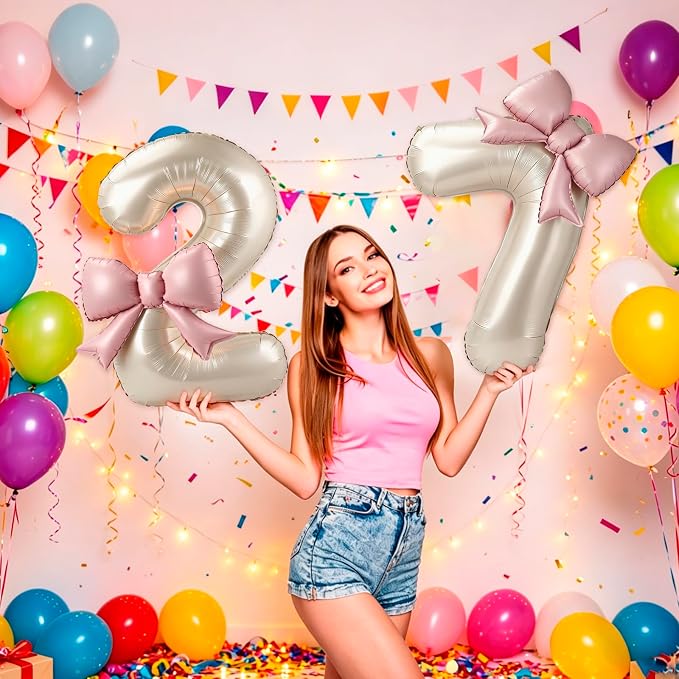 40 Inch Cream Number 7 Balloon - Image 4
