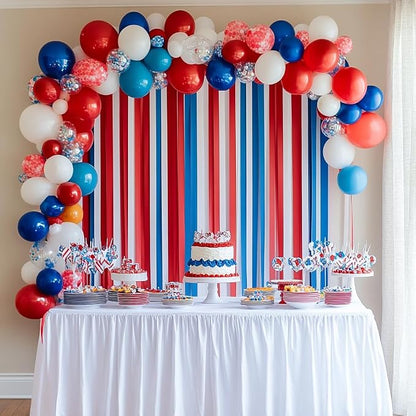 6 Red White Blue Streamers, 492ft Pack of Crepe Paper Party Decorations | Each - Image 2