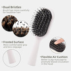 Boar Bristles Hair Brush for Women and Men, Detangling Hair Brush for Smoothing Massage Add Shine, Nylon&Boar Bristles Detangler brush for Hair Healthy (Medium-White)